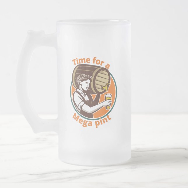 Zeit für einen Megapitt Mattglas Bierglas (Links)
