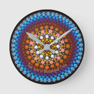 Zeit für einen schönen Tag Mandala Clock Runde Wanduhr