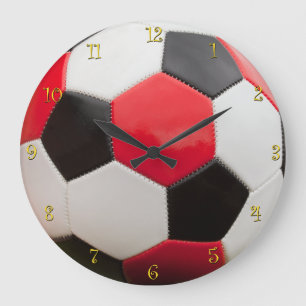 Zeit für Fußball, Rot Schwarz und Weiß Große Wanduhr