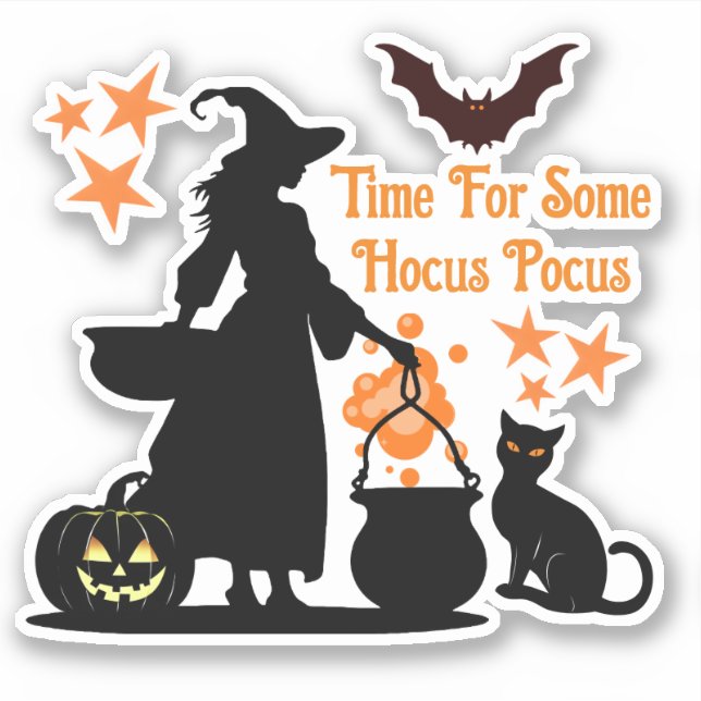 Zeit für Hocus Pocus Halloween Aufkleber (Vorderseite)