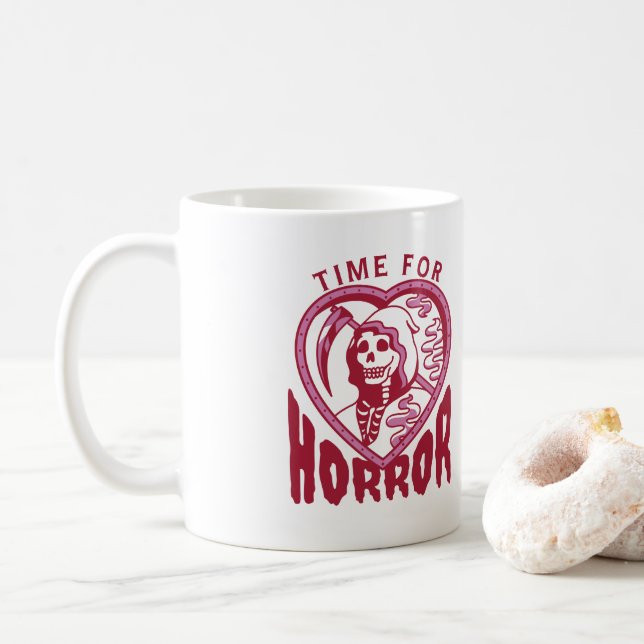 Zeit für Horror Filmfans oder Buchliebhaber Kaffeetasse (Mit Donut)