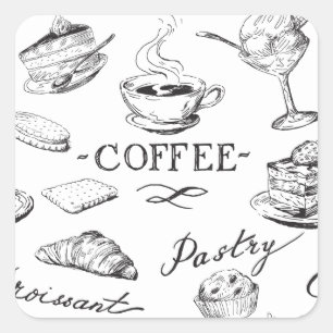 Zeit für Kaffee Quadratischer Aufkleber