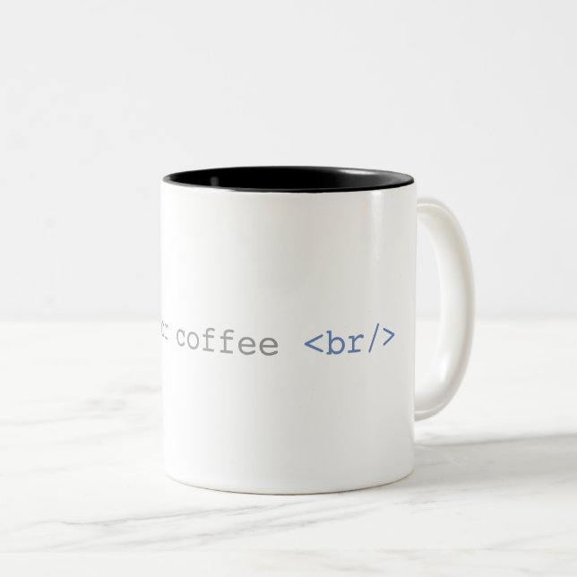 Zeit für Kaffeepause lustiges HTML Zweifarbige Tasse (VorderseiteRechts)
