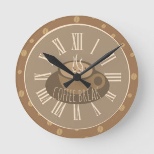 Zeit für Kaffeepause Uhr und Bohnen