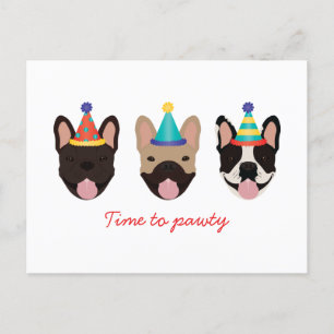 Zeit für pawty French Bulldog Party Hats Red Postkarte
