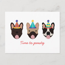Zeit für pawty French Bulldog Party Hats Red Postkarte