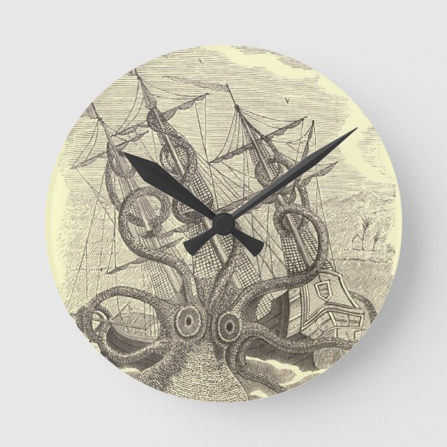 Zeit für Sushi! Kraken Clock Runde Wanduhr (Vorderseite)