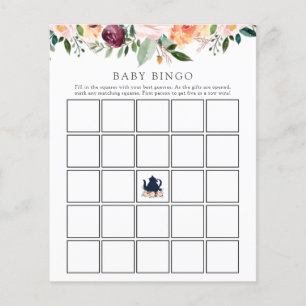 Zeit für Tea Baby Bingo Game Card