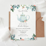 Zeit für Tea Bridal Dusche Einladung<br><div class="desc">Es ist Zeit für Tee mit der Braut zu sein! Dieses Party--Polterabend lädt mit einer weißen Teekanne in Aquarelltönen inmitten von Grün,  Eukalyptus und rosa Blumen zum Verweilen ein. Personalisieren Sie Ihre Daten oder klicken Sie auf "Weitere Anpassungen vornehmen",  um Schriftart Stile,  Größe und Farben zu bearbeiten.</div>