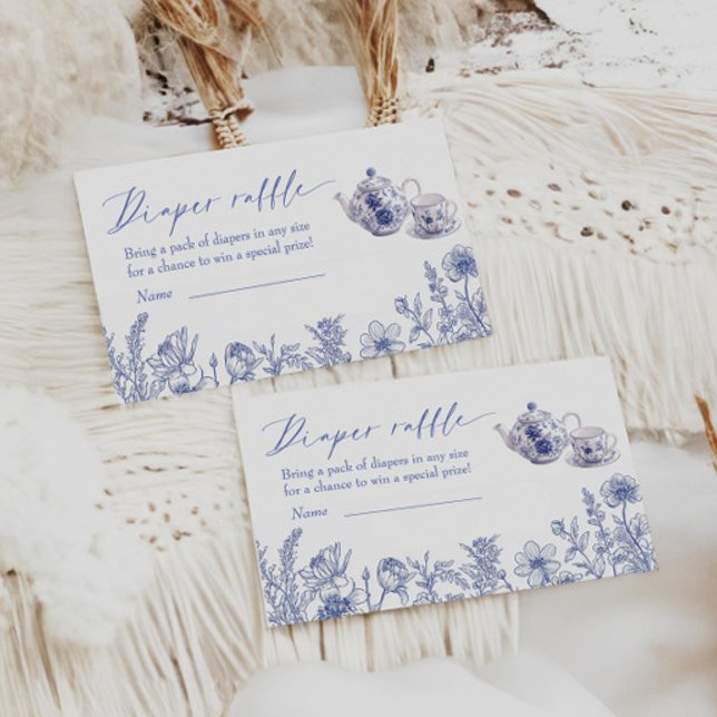 Zeit für Tea Toile Babydusche Windelwanne Begleitkarte (Von Creator hochgeladen)