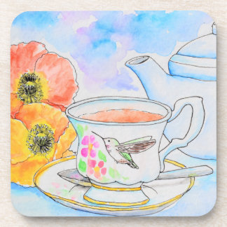 Zeit für Tea Watercolor-Malerei Getränkeuntersetzer