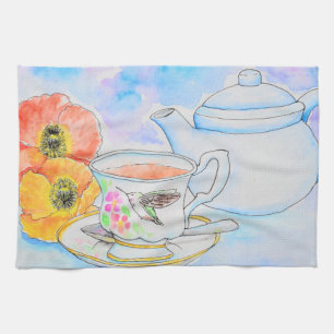 Zeit für Tee-Aquarellmalerei Geschirrtuch