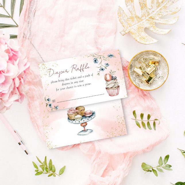 Zeit für Tee-Baby-Dusche-Windel-Gewinnspiel Begleitkarte (Time for tea baby shower diaper raffle enclosure card baby is brewing raffle tickets)