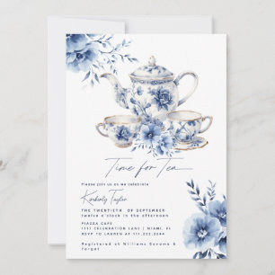Zeit für Tee Blue Chinoiserie Brautparty Party Einladung