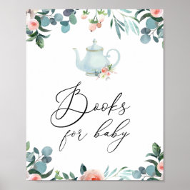 Zeit für Tee Blush Florals Bücher für Baby-Zeichen Poster