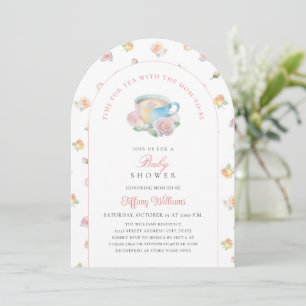 Zeit für Tee Elegante Florale Teeparty-Baby-Party Einladung