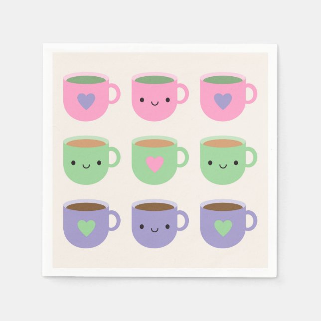 Zeit für Tee - Kawaii Cup of Tea Serviette (Vorderseite)