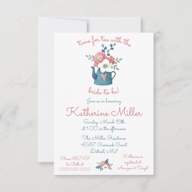 Zeit für Tee mit der Braut!  Dusche Einladung (Vorderseite)