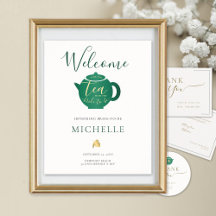 Zeit für Tee Smarald Gold Brautparty Willkommen