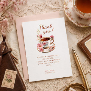 Zeit für Tee Vintage-Blumen-Teetasse Baby Shower Dankeskarte