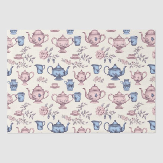 Zeit für Tee Vintages Muster Seidenpapier (Vorderseite)