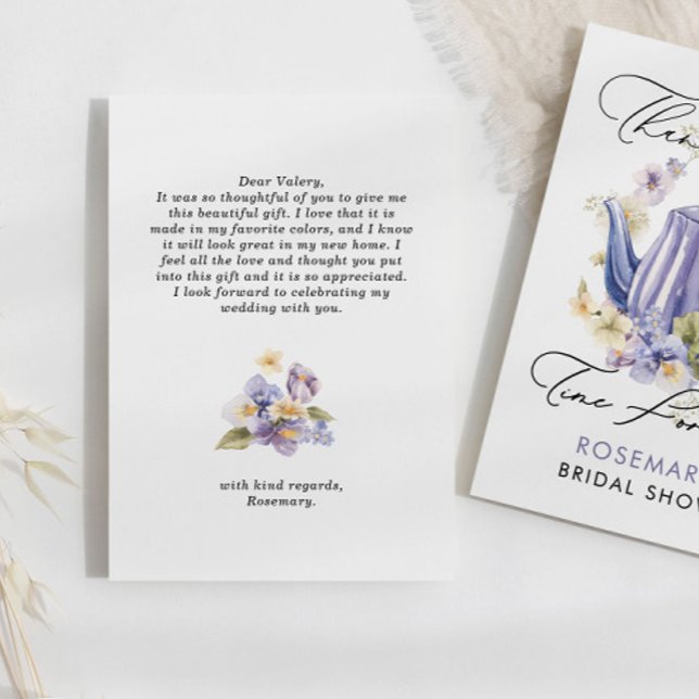 Zeit für Tee Wasserfarbe FLorales Brautparty Dankeskarte (Von Creator hochgeladen)