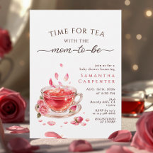 Zeit für Teeglas Tasse rosa Rosen Baby Shower