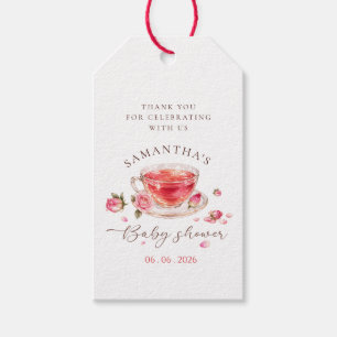 Zeit für Teeglas Teetasse Rosen Babyparty Geschenkanhänger