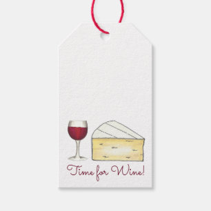 Zeit für Wein Roter Wein + Britischer Käse Geschen Geschenkanhänger