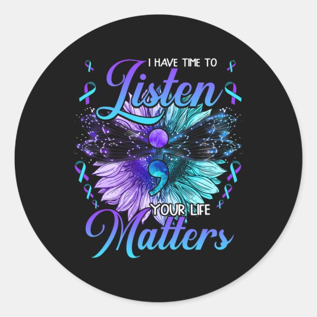 Zeit haben, sich die Bewusstseinsbildung für Suizi Runder Aufkleber (Vorderseite)