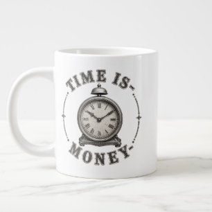 Zeit ist Geld Vintage-Wecker Motivational Jumbo-Tasse