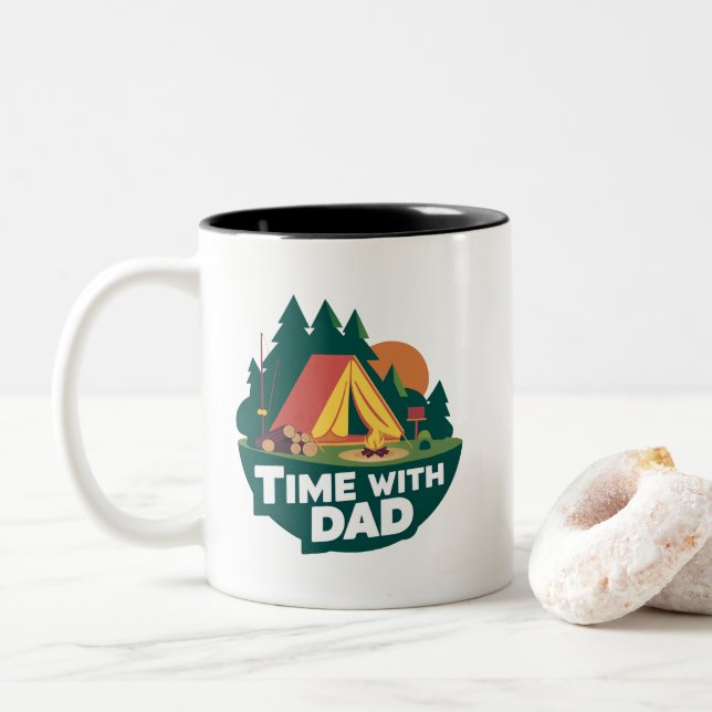 Zeit mit Vater - Vatertag Zweifarbige Tasse (Mit Donut)