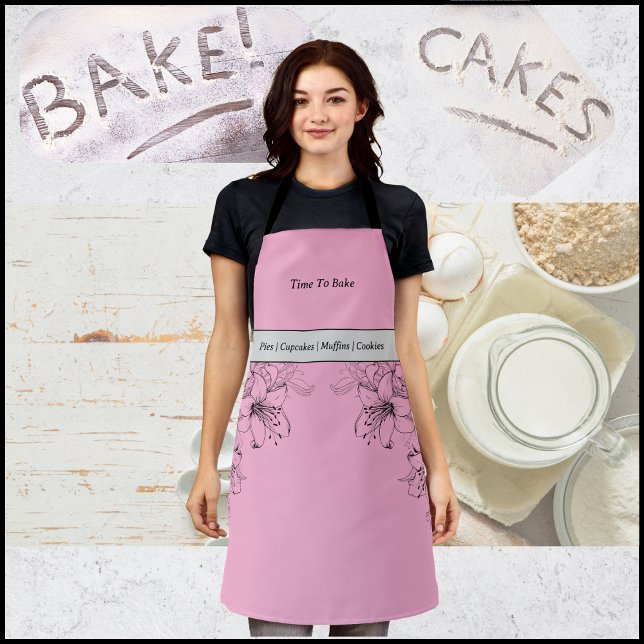 Zeit, rosa und schwarze Schürze zu backen (Time to Bake Pink and Black Apron)