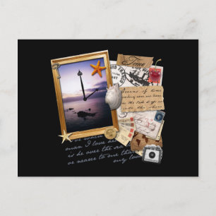 "Zeit" - Scrapbook/Collage Postkarte