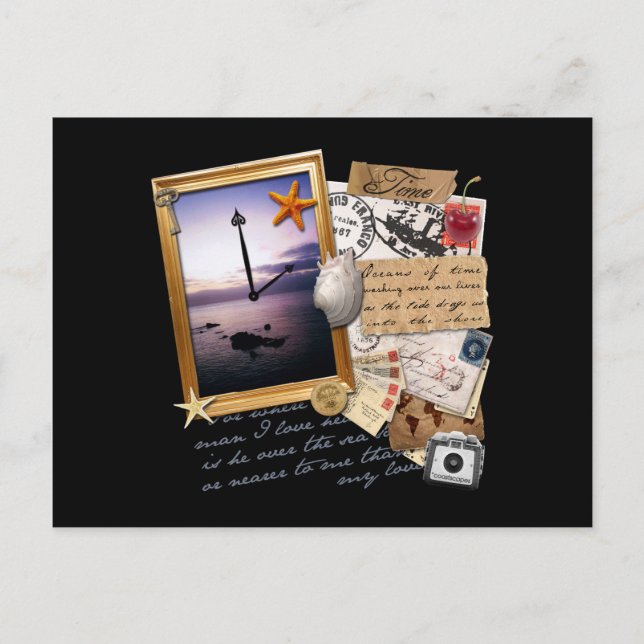 "Zeit" - Scrapbook/Collage Postkarte (Vorderseite)