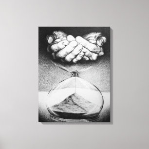 Zeit Stundenglas Hände Bleistiftzeichnung Surreali Leinwanddruck