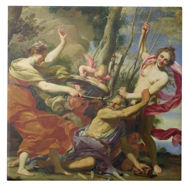 Zeit überwunden durch Jugend und Schönheit Fliese (Vorderseite)