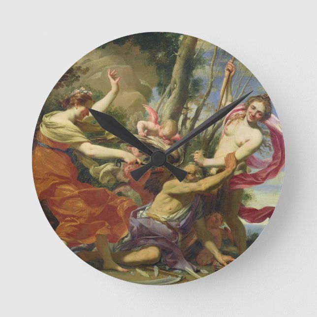 Zeit überwunden durch Jugend und Schönheit Runde Wanduhr (Vorderseite)