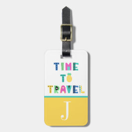 Zeit, um das Kid für tropische Farbblöcke zu reise Gepäckanhänger