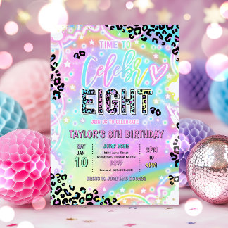 Zeit, um den 8. Geburtstag von Rainbow Leopard zu Einladung