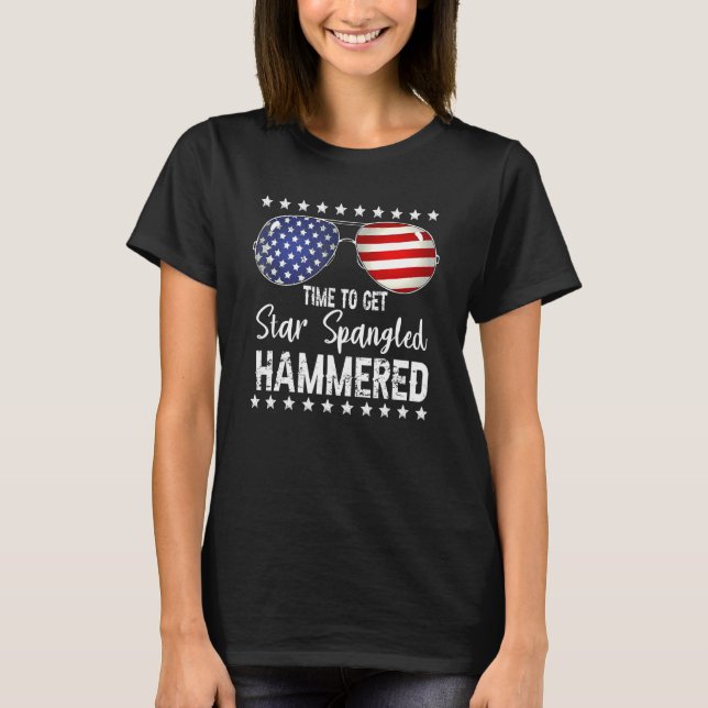 Zeit, um den Stern verwirrt Hammered 4. Juli Sun T-Shirt (Vorderseite)