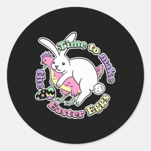 Zeit, um die Ostereier lustige Ostern Hasen zu mac Runder Aufkleber