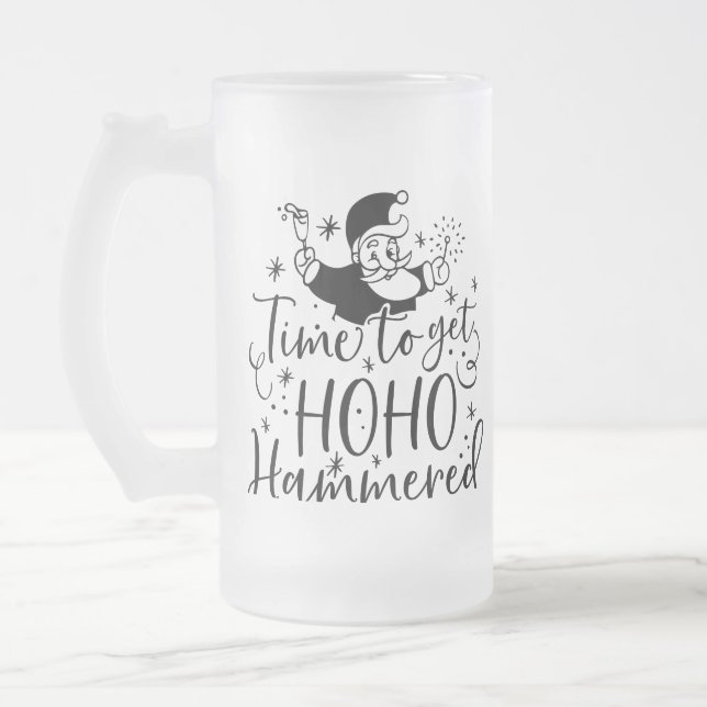 Zeit, um Ho Ho Hammered | XMAS Drinks Spaß Mattglas Bierglas (Links)