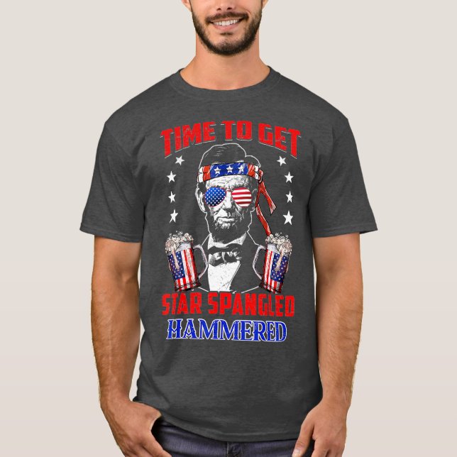 Zeit, um zu Star Spangled Hammered American Bär zu T-Shirt (Vorderseite)
