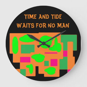 Zeit und Tipp-Logo pfirsichfarben Limon rosa gemus Große Wanduhr