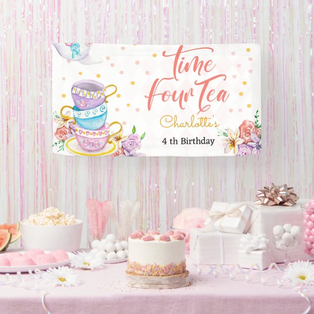 Zeit vier Tee, vierter Tee Geburtstag Banner (Party)