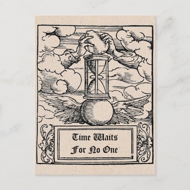 "Zeit wartet auf niemanden", angepasst Postkarte (Vorderseite)