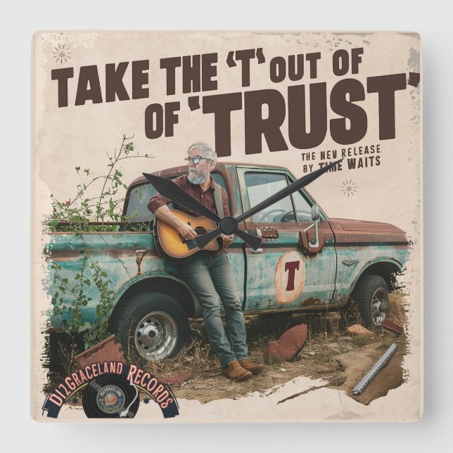 Zeit wartet neue Veröffentlichung Quadratische Wanduhr (Vorderseite)