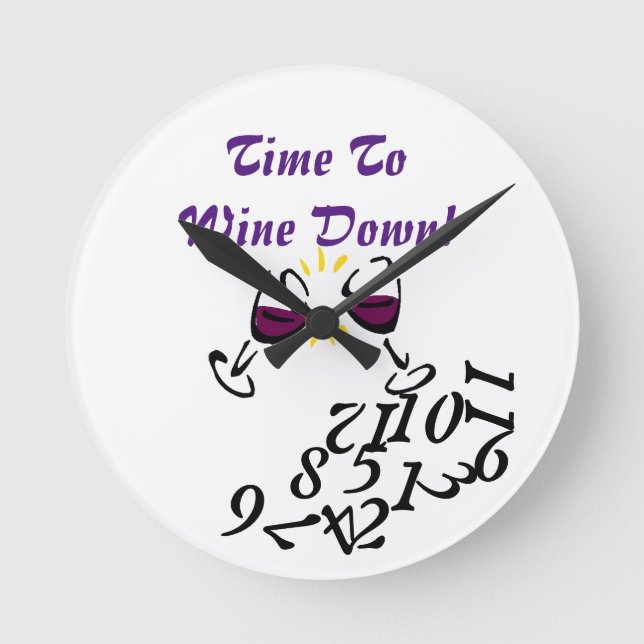 Zeit Wine unten Runde Wanduhr (Vorderseite)