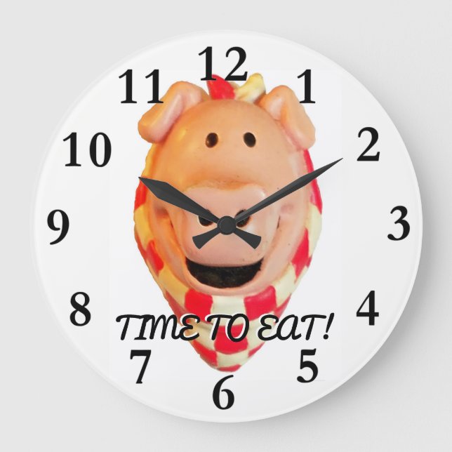 Zeit zu essen, niedliches Schwein Große Wanduhr (Vorderseite)